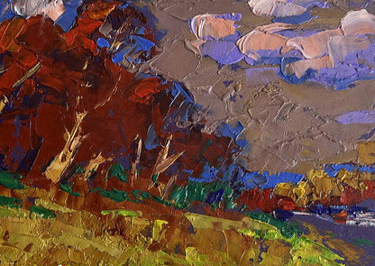 Oil painting Warm evening days by Oleksiy Ivanyuk vibrant landscape