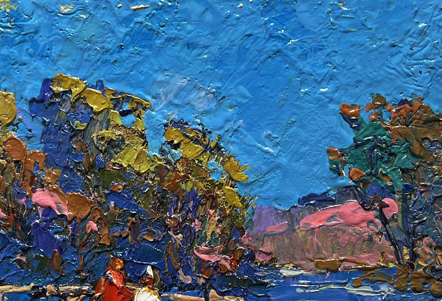 Oil painting Admiring the river by Oksana Ivanyuk impressionist landscape
