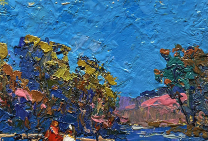Oil painting Admiring the river by Oksana Ivanyuk impressionist landscape