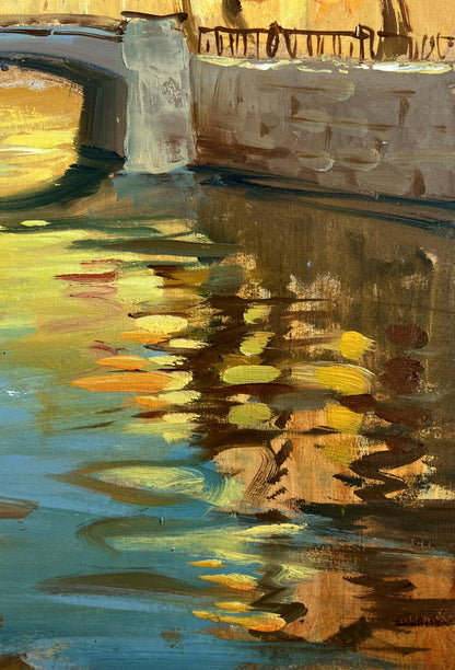 Oil painting Steps on the autumn bridge by Yuriy Suprunchuk