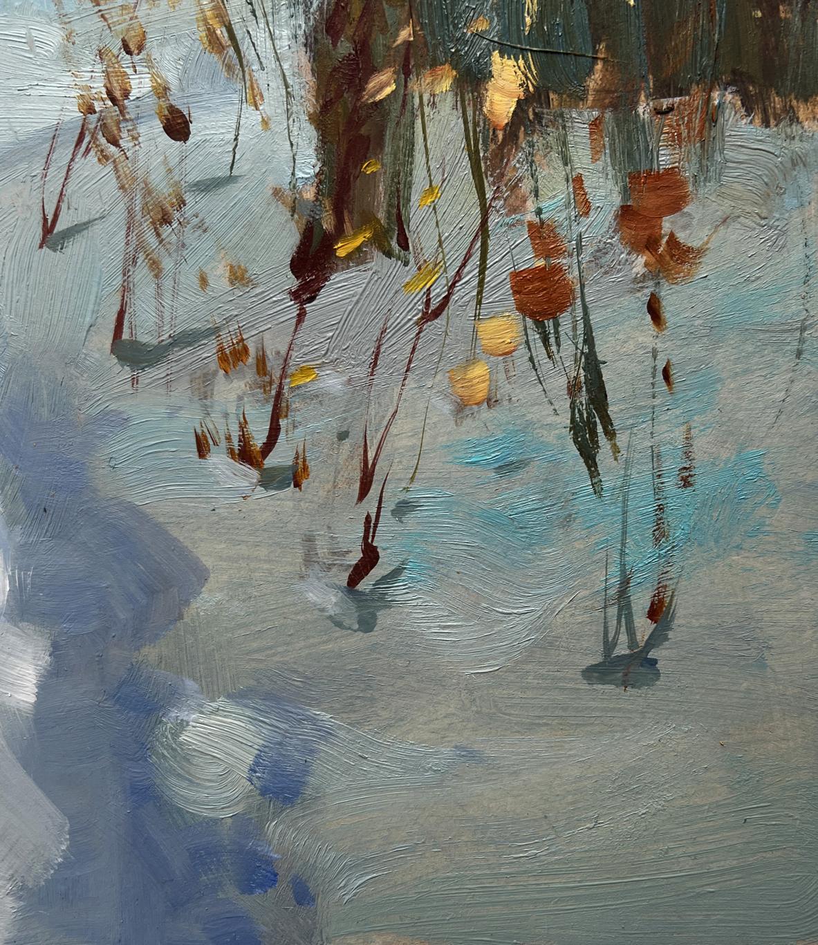 Abstract oil painting Enjoying the winter sunset by Yuriy Suprunchuk