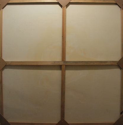 Oil painting Markandeya Rishi by Konsta G. Amelinn in light brown wooden frame with beige grid panels