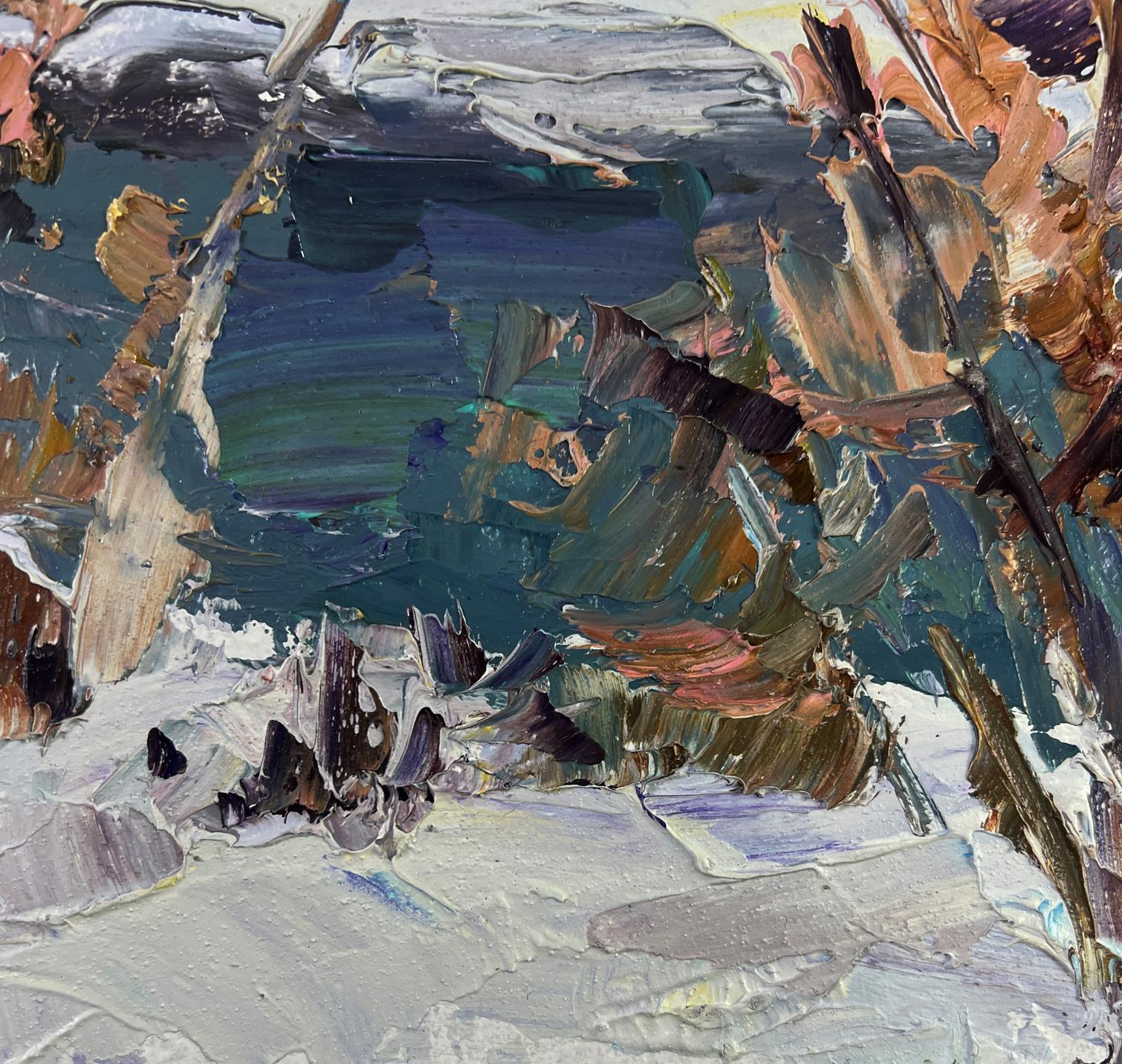 Impasto oil painting The first snow and the breath of frost by Boris Serdyuk