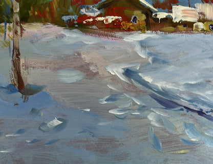 Impressionistic oil painting of snowy winter path by Yuriy Suprunchuk