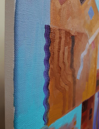 Oil painting Coffee time by Sergiy Voichenko in teal orange purple hues