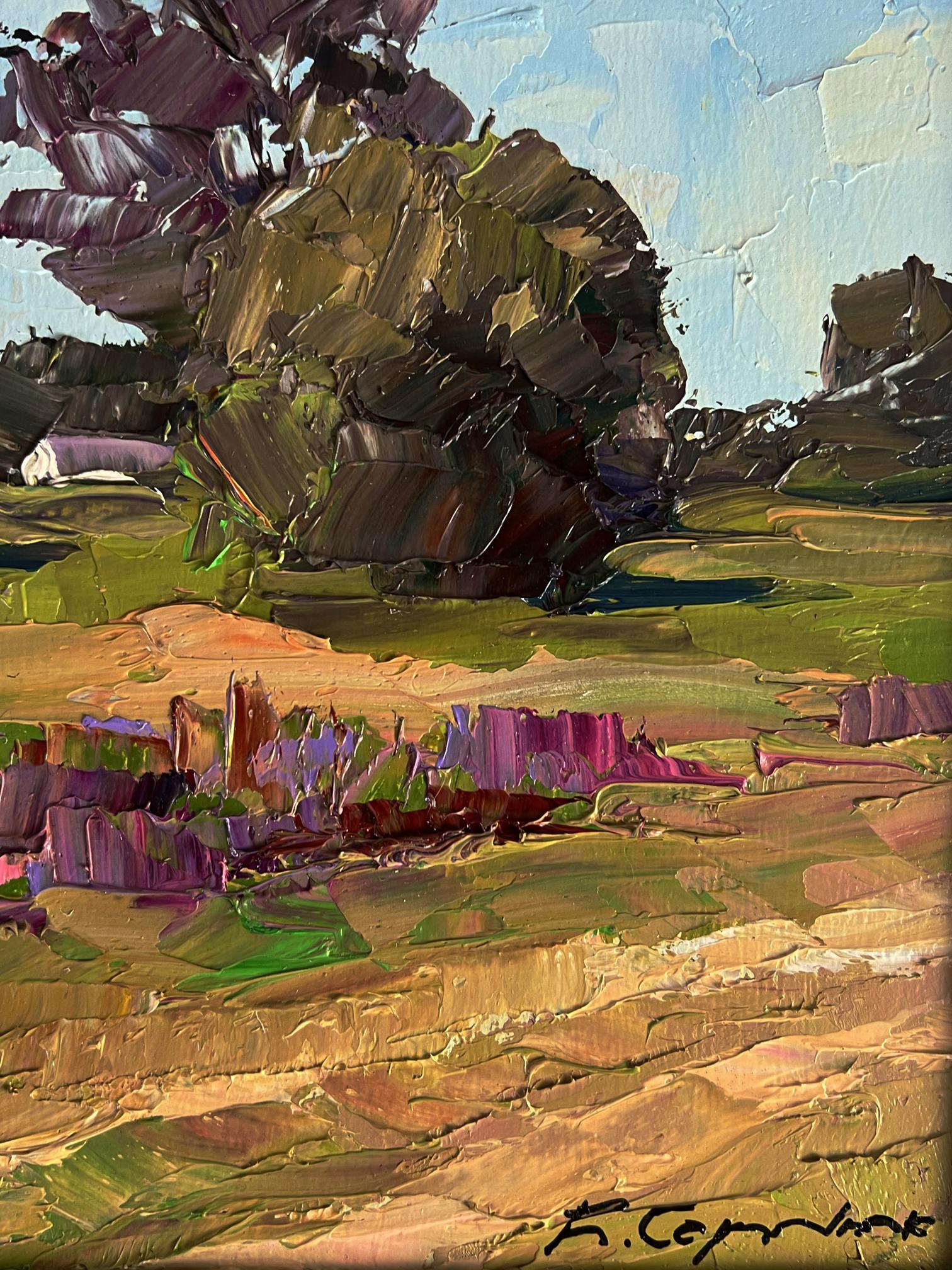 Oil painting In the summer meadows by Boris Serdyuk, textured landscape