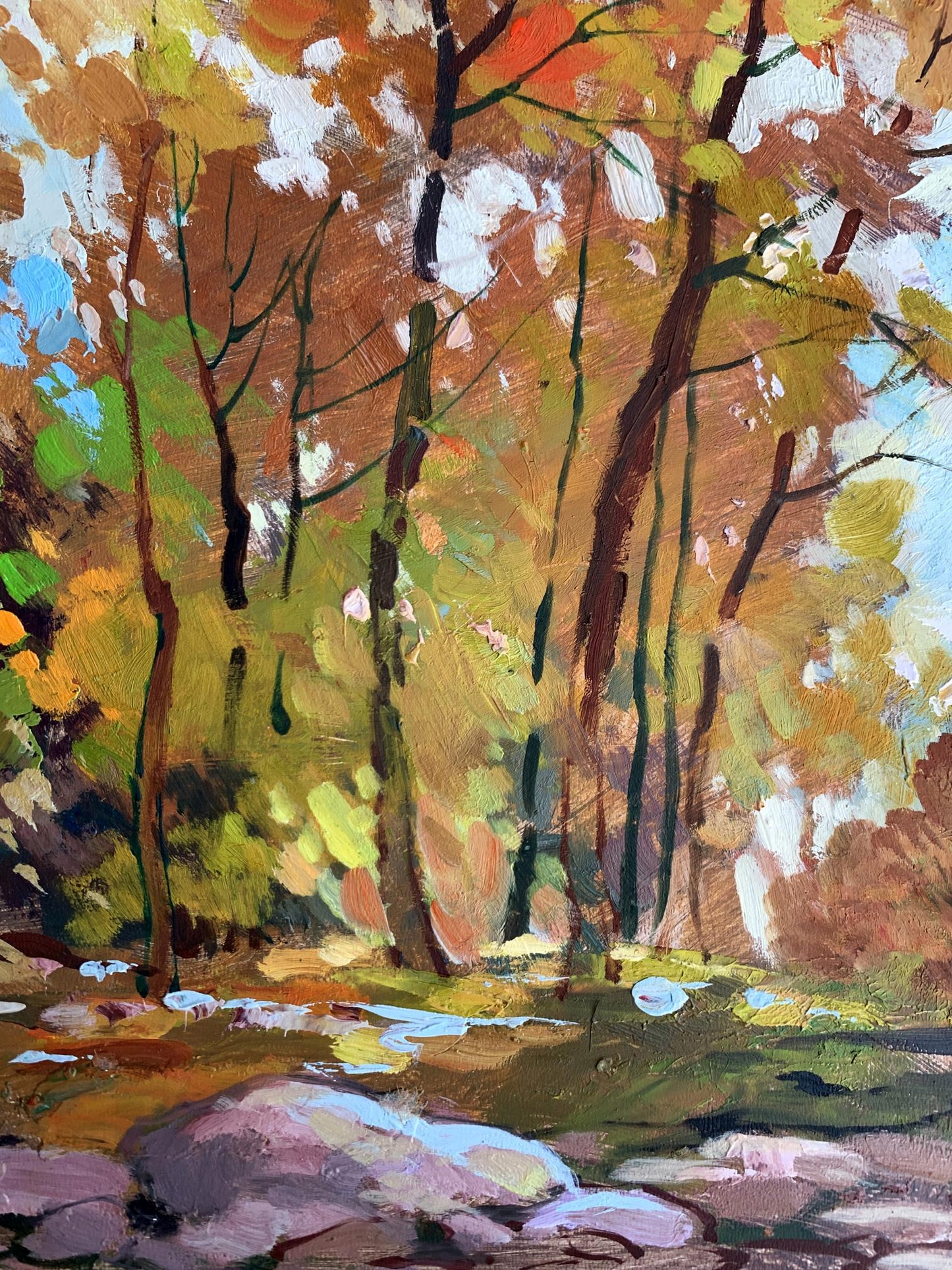 Autumn forest oil painting Fallen leaves by Yuriy Suprunchuk