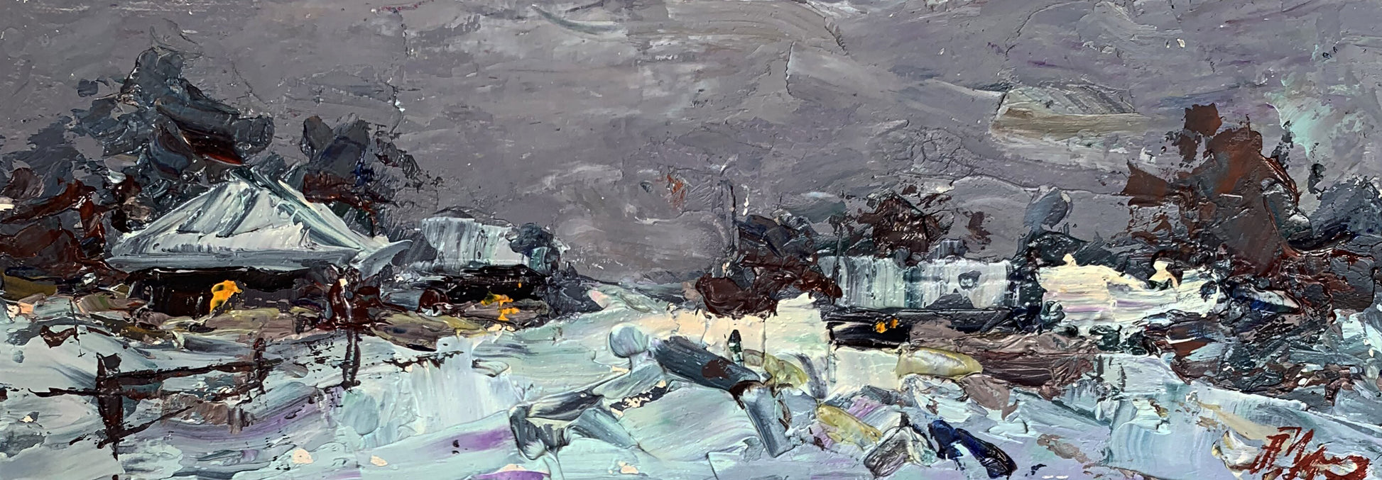 Alexander Cherednichenko abstract expressionist painting in grays, browns