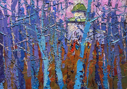 Oil painting Autumn coolness in the forest by Oksana Ivanyuk