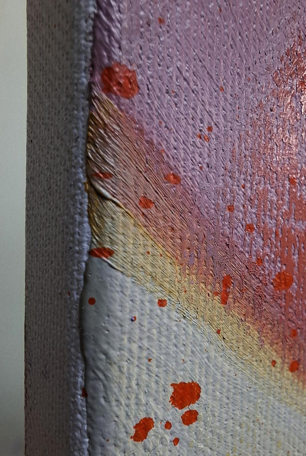 Oil painting of smoking pipe by Sergiy Voichenko with lavender pink gradient and orange splatters