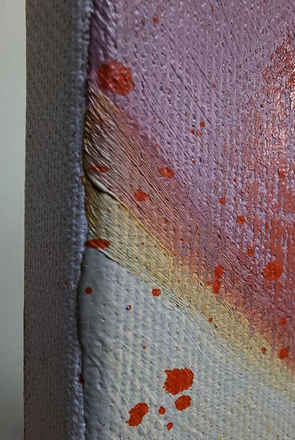 Oil painting of smoking pipe by Sergiy Voichenko with lavender pink gradient and orange splatters
