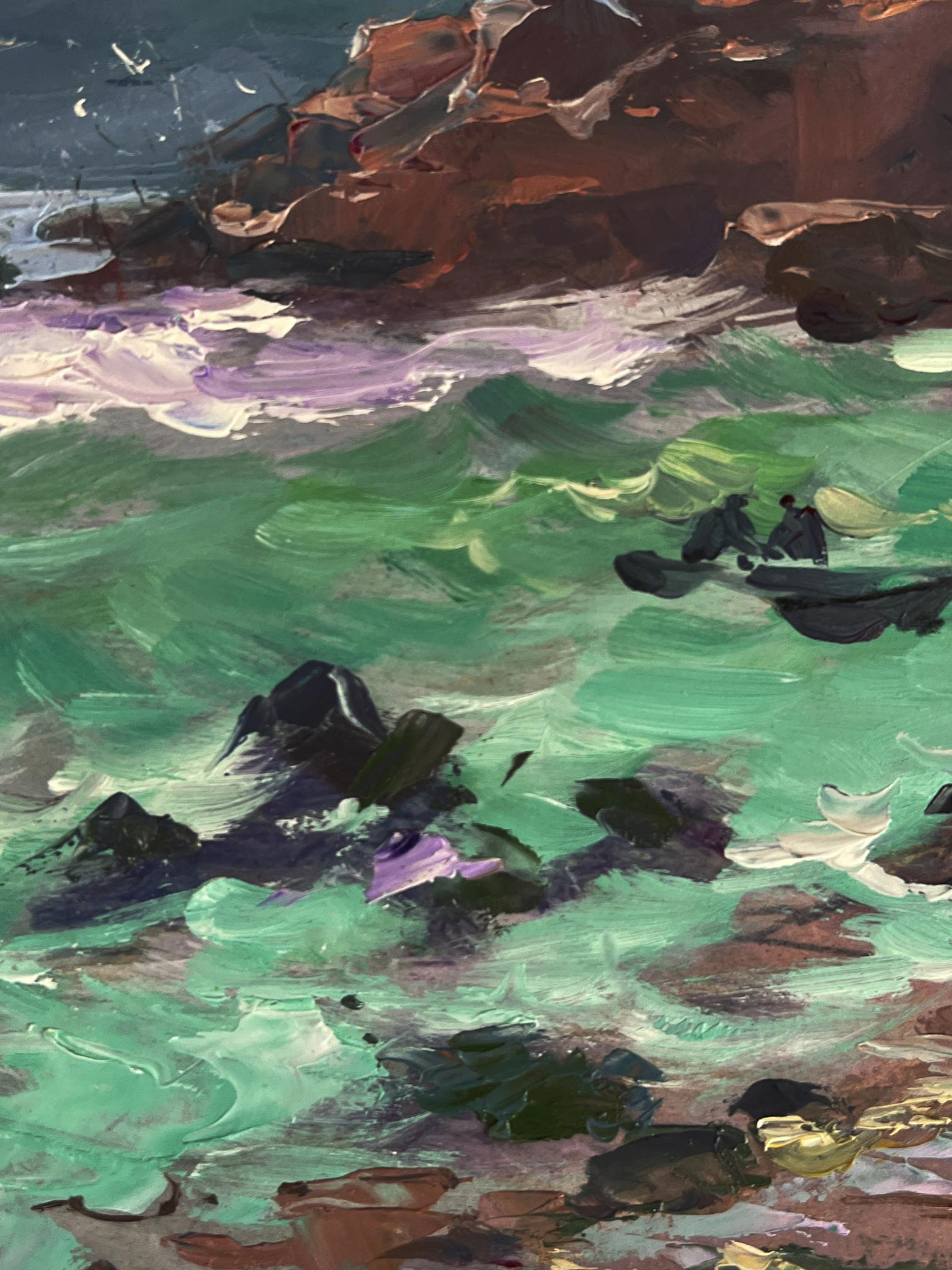 Vibrant impressionist oil painting Waves at the seashore by Yuriy Suprunchuk