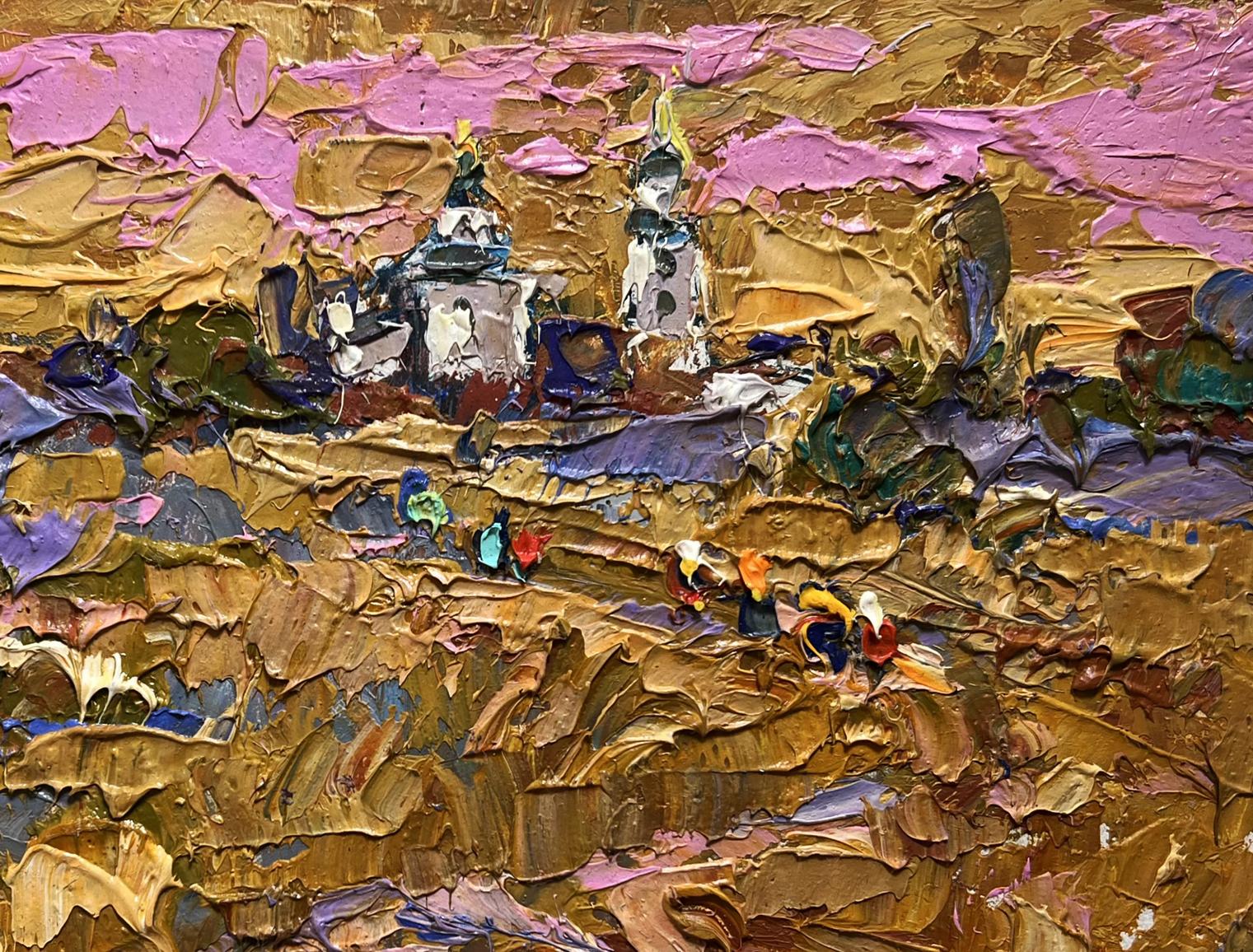 Oil painting Autumn steppes by Oleksiy Ivanyuk with golden landscape