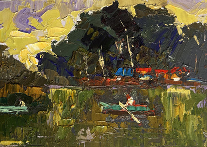 Vibrant impressionist oil painting Evening silence by the river by Oleksiy Ivanyuk