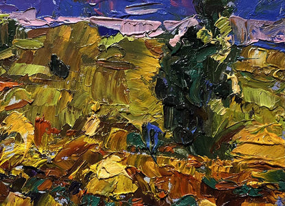 Vibrant impressionist oil painting The edge of a plowed field by Oleksiy Ivanyuk