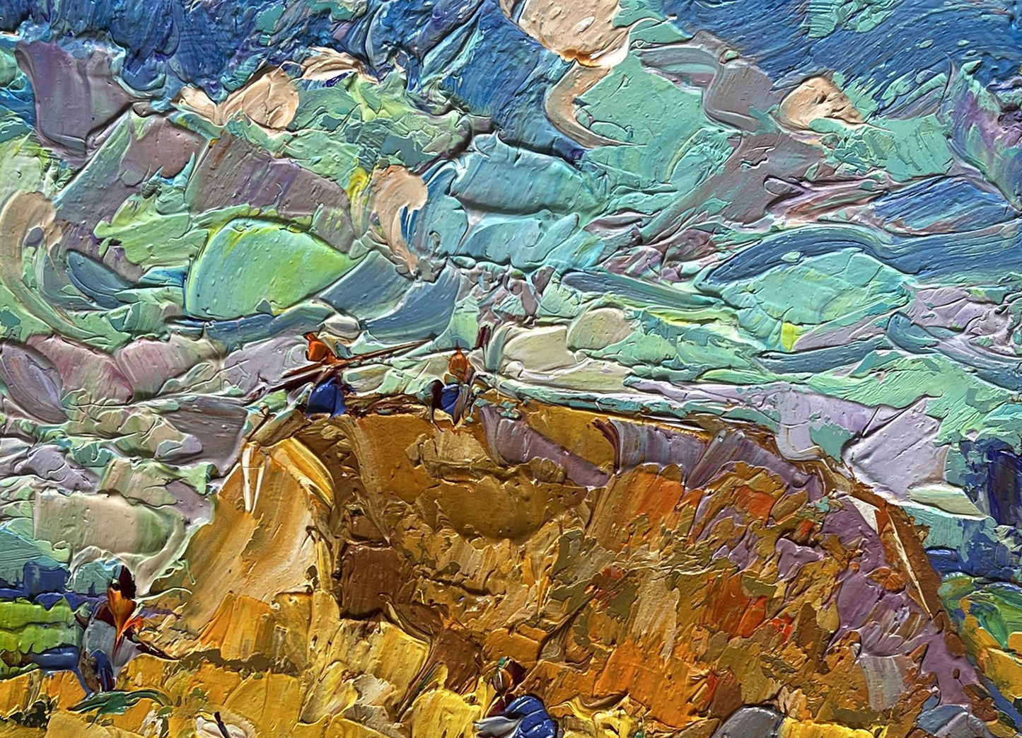 Oil painting Working in the field with hay by Oleksiy Ivanyuk