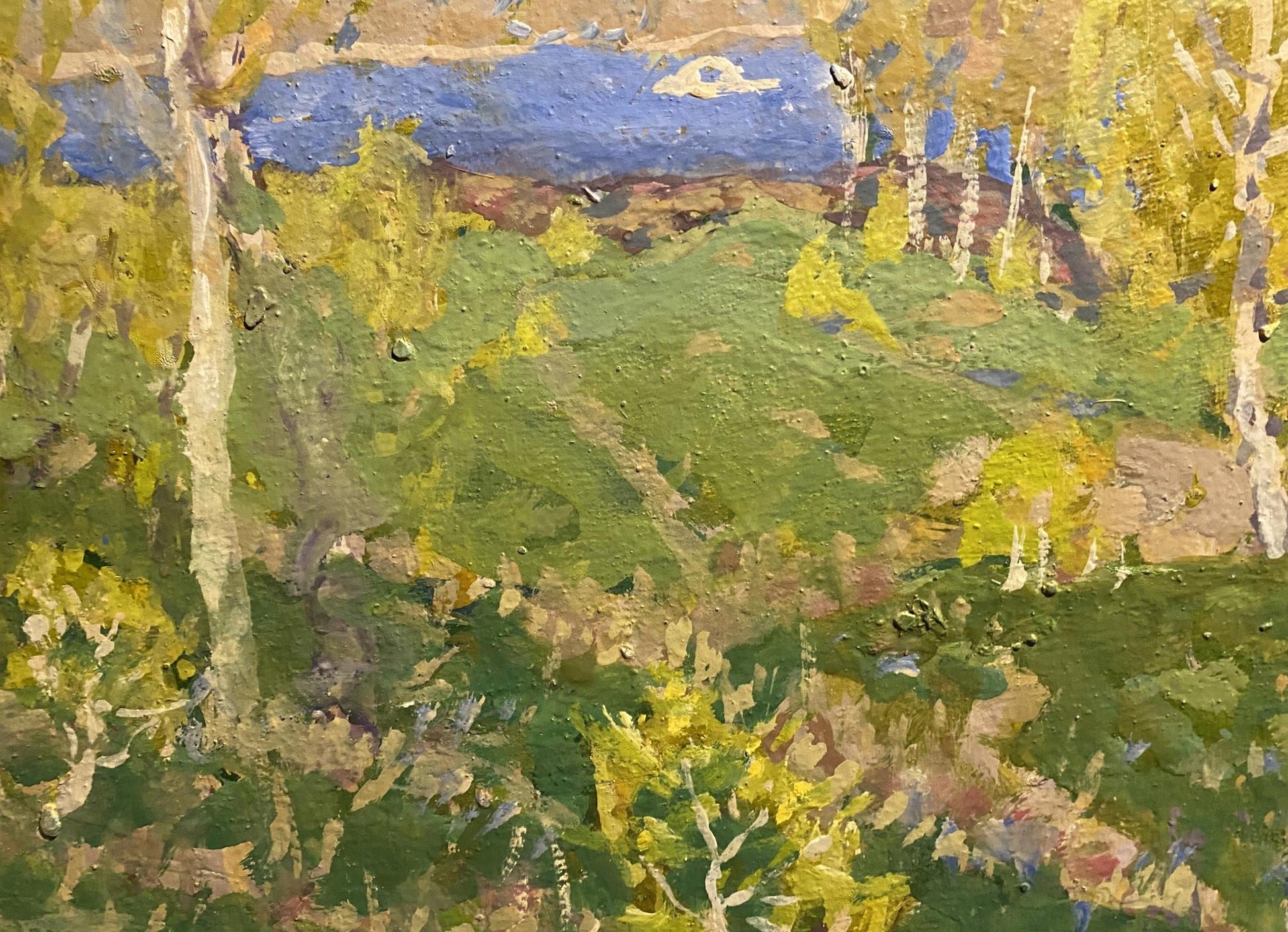 Oil painting Spring came by Georgy Kolosovsky: lush green landscape