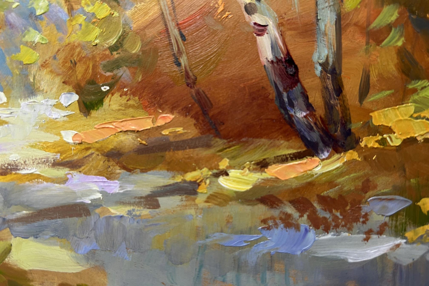 Oil painting of autumn birch grove by Yuriy Suprunchuk