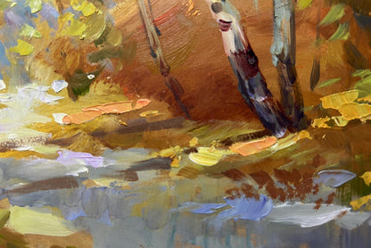 Oil painting of autumn birch grove by Yuriy Suprunchuk