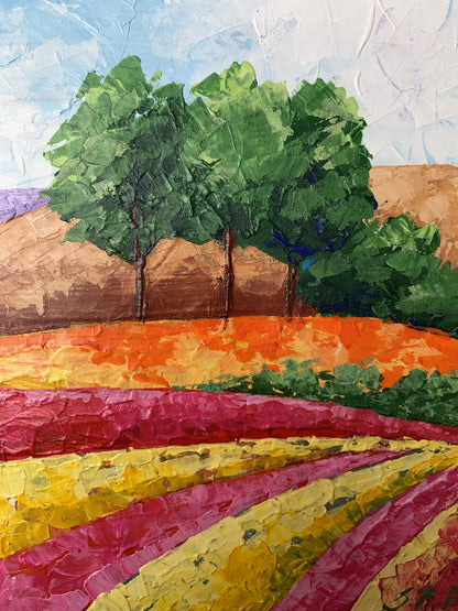 Vibrant oil painting of mountain fields by V. Zadorozhnya