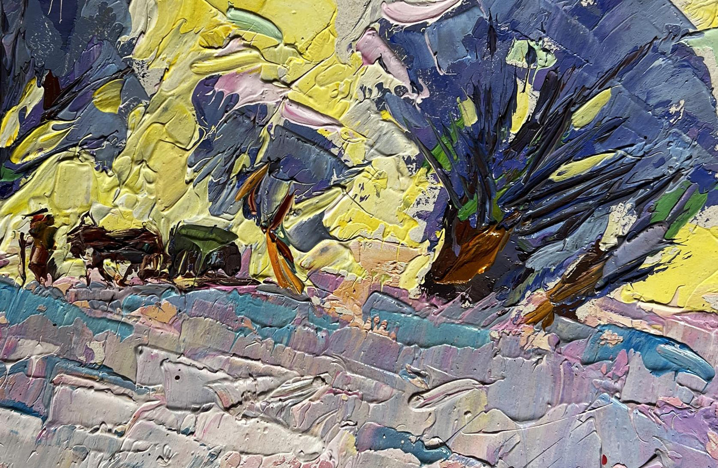 Vibrant impressionist oil painting Winter morning in the field by Oleksiy Ivanyuk