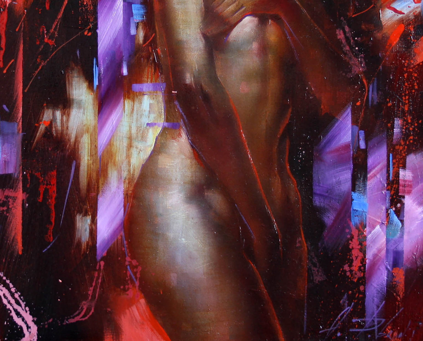Oil painting Warm night by Alexander Dobrodiy: nude figure in warm tones
