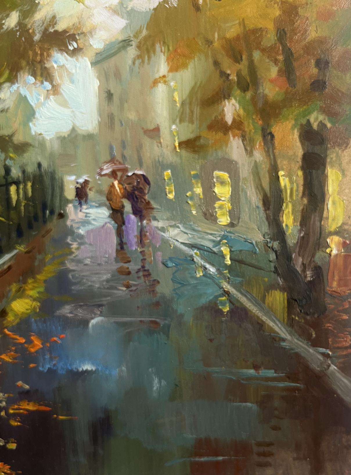 Oil painting Walking in the autumn city park by Yuriy Suprunchuk