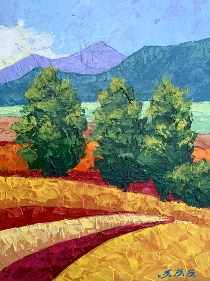 Vibrant impressionist oil painting Clear sunny day in mountains by V. Zadorozhnya