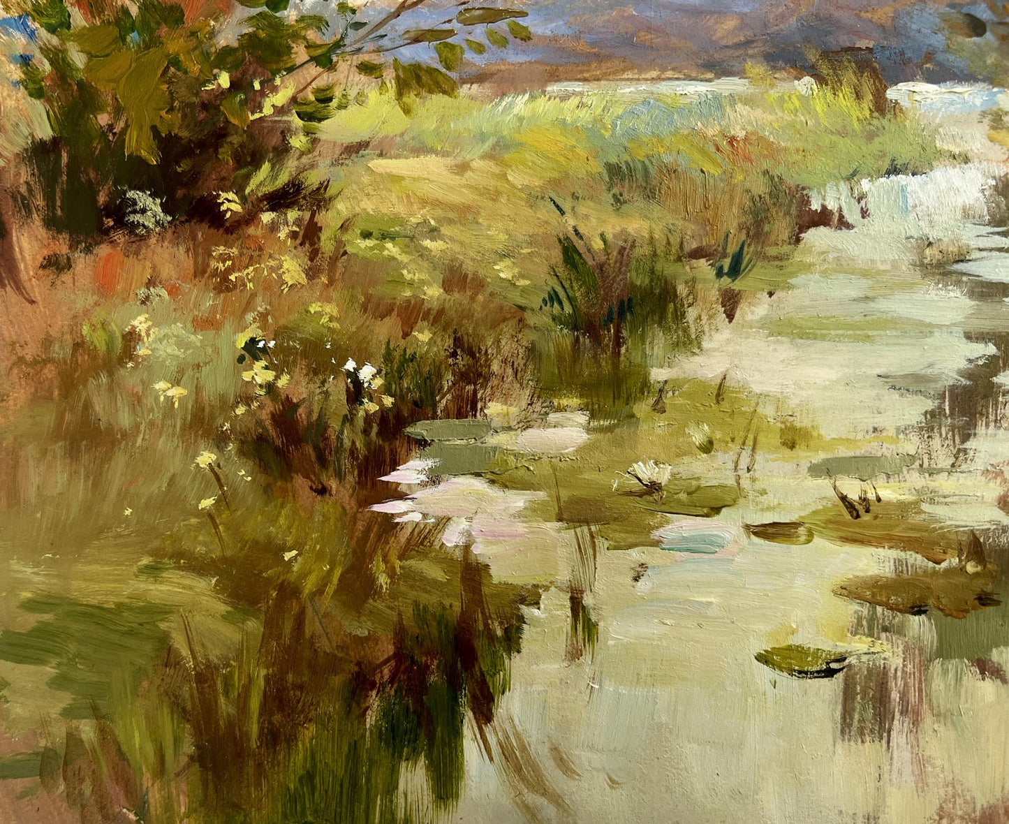 Vibrant impressionist oil painting A moment of silence by the river by Yuriy Suprunchuk