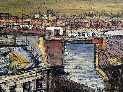 Oil painting Above the City by Serhiy Kovalev, textured cityscape