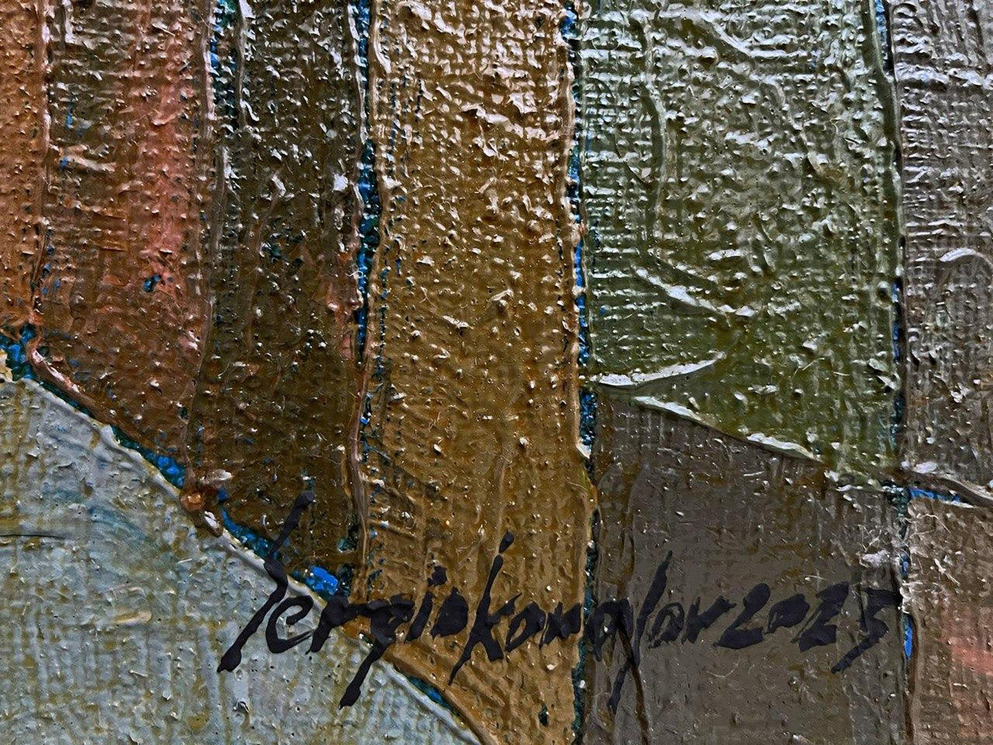 Oil painting Closer to the center by Serhiy Kovalev, textured impasto canvas 2023