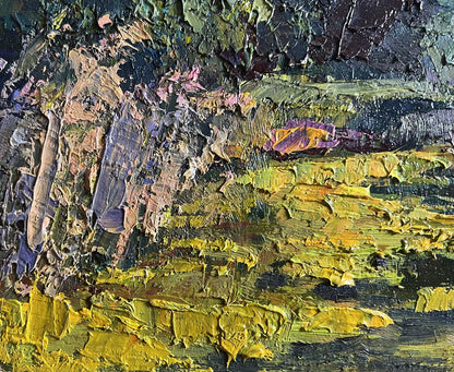 Oil painting In the Forest Pond by Boris Serdyuk with vibrant impasto strokes