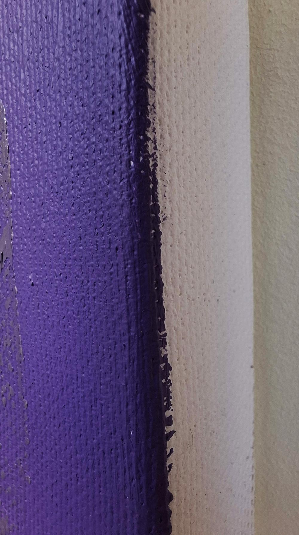 Purple textured paint on wall corner in Sergiy Voichenko urban sunset oil painting