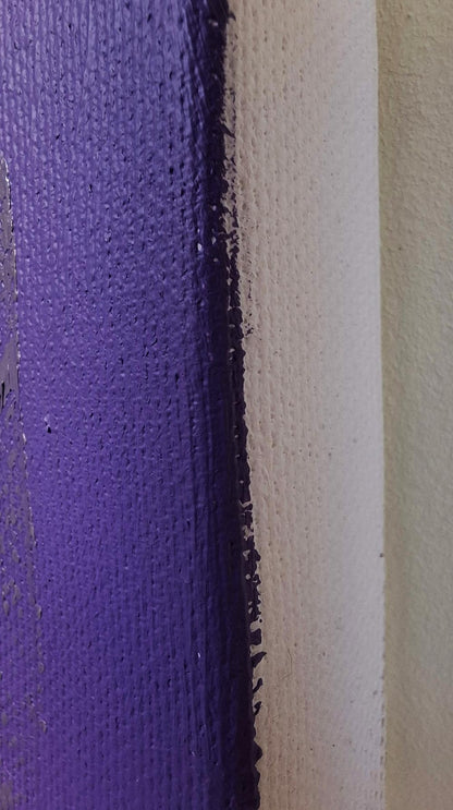 Purple textured paint on wall corner in Sergiy Voichenko urban sunset oil painting