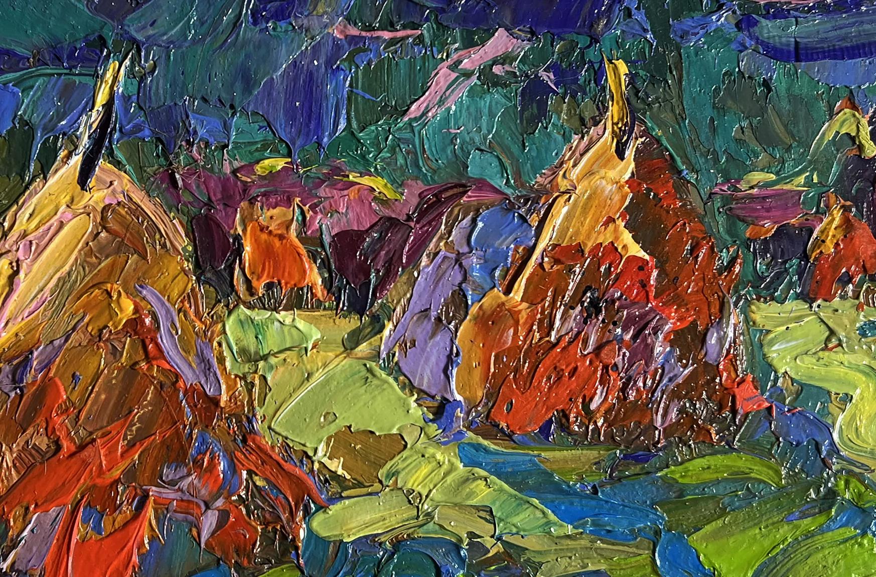 Vibrant impressionist oil painting Walking through the evening field by Oksana Ivanyuk