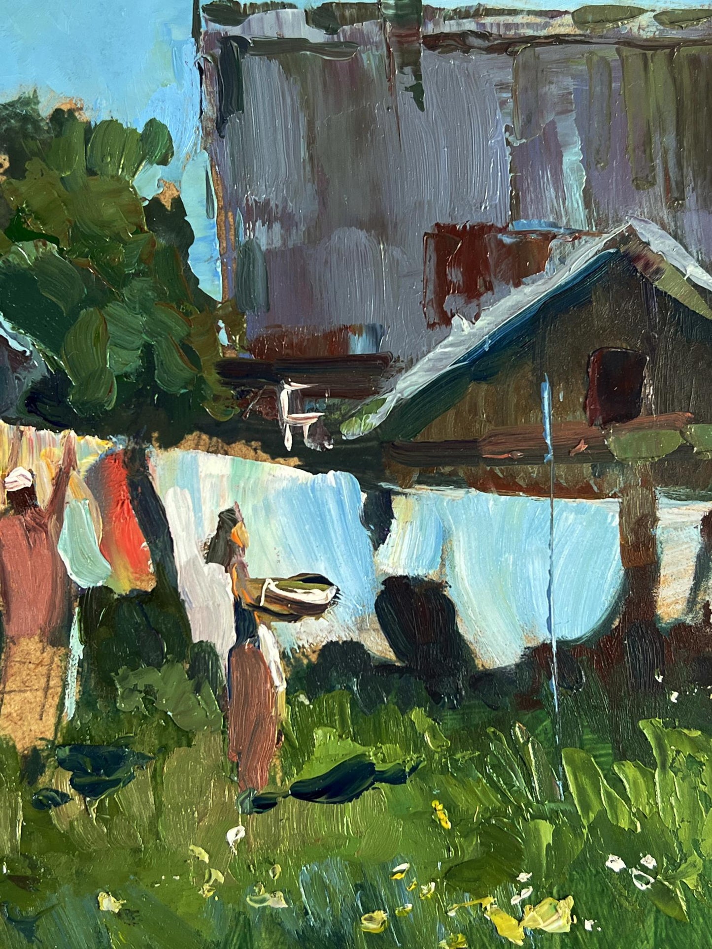 Vibrant impressionist oil painting of daytime rural life by Yuriy Suprunchuk