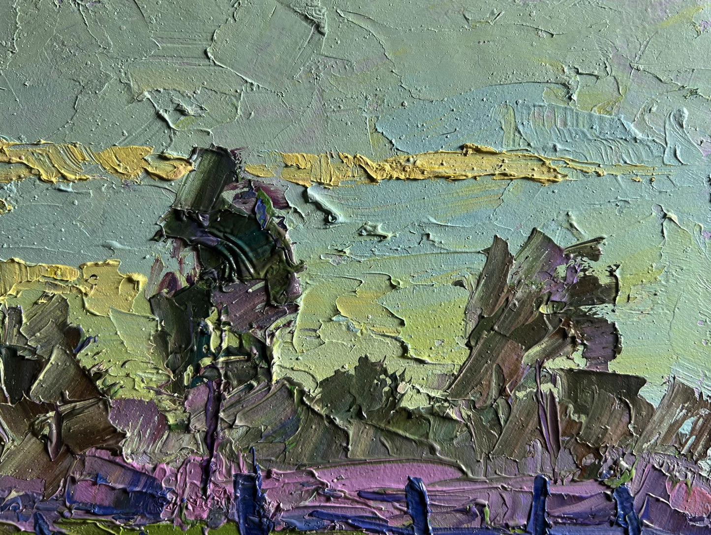 Oil painting It’s getting dark in the field by Boris Serdyuk impasto textures