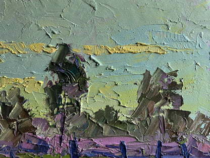 Oil painting It’s getting dark in the field by Boris Serdyuk impasto textures