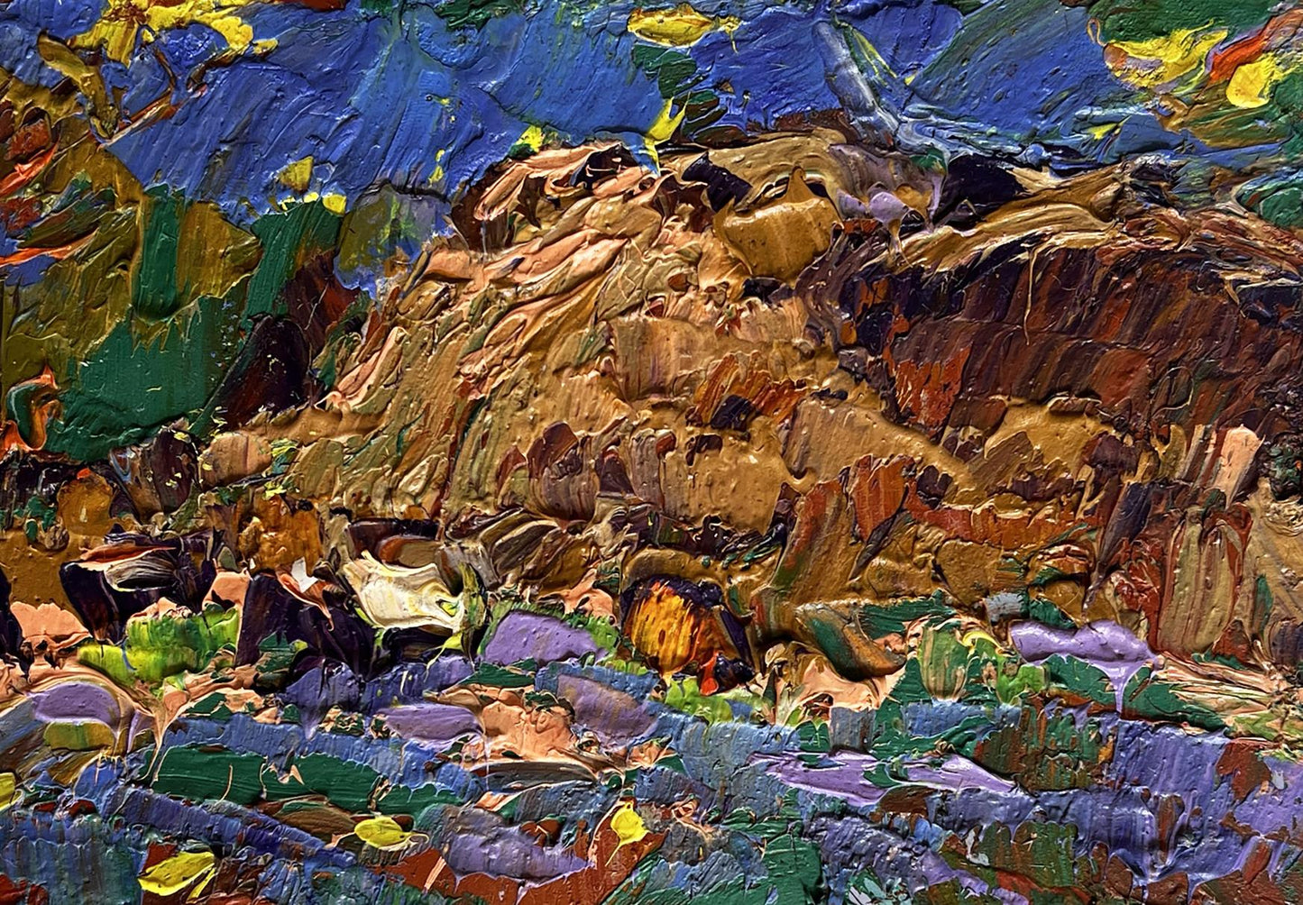 Oil painting Near the old haystack by Oleksiy Ivanyuk impasto landscape