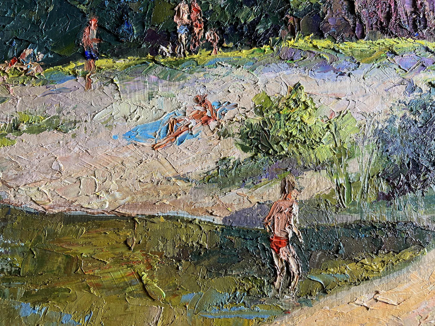 Oil painting of summer vacation on the river by Boris Serdyuk