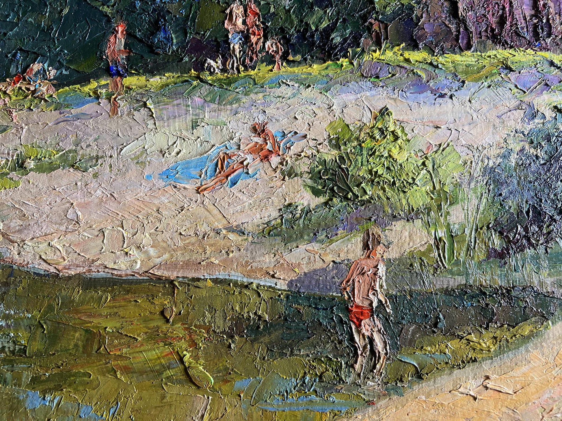 Oil painting of summer vacation on the river by Boris Serdyuk