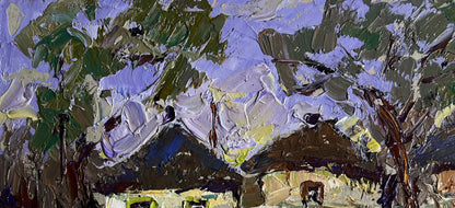 Oil painting Alley in the village by Oleksiy Ivanyuk, textured impasto house