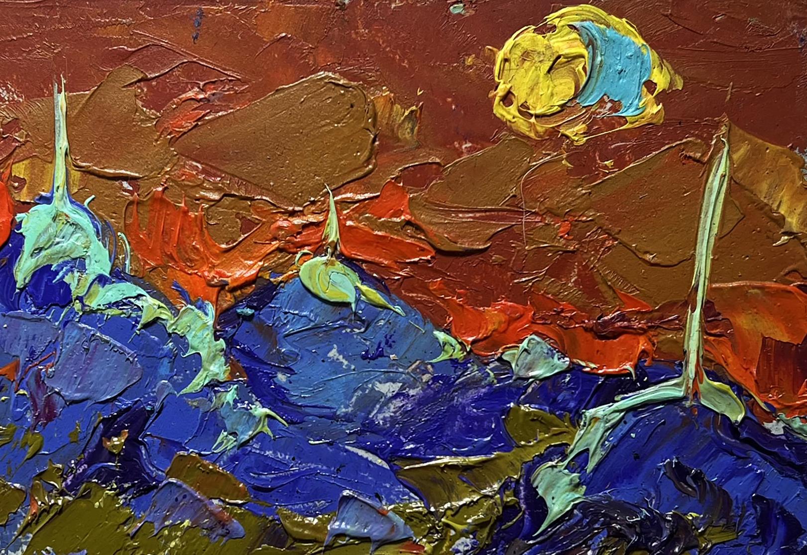 Oil painting Full moon in the field by Oleksiy Ivanyuk vibrant abstract