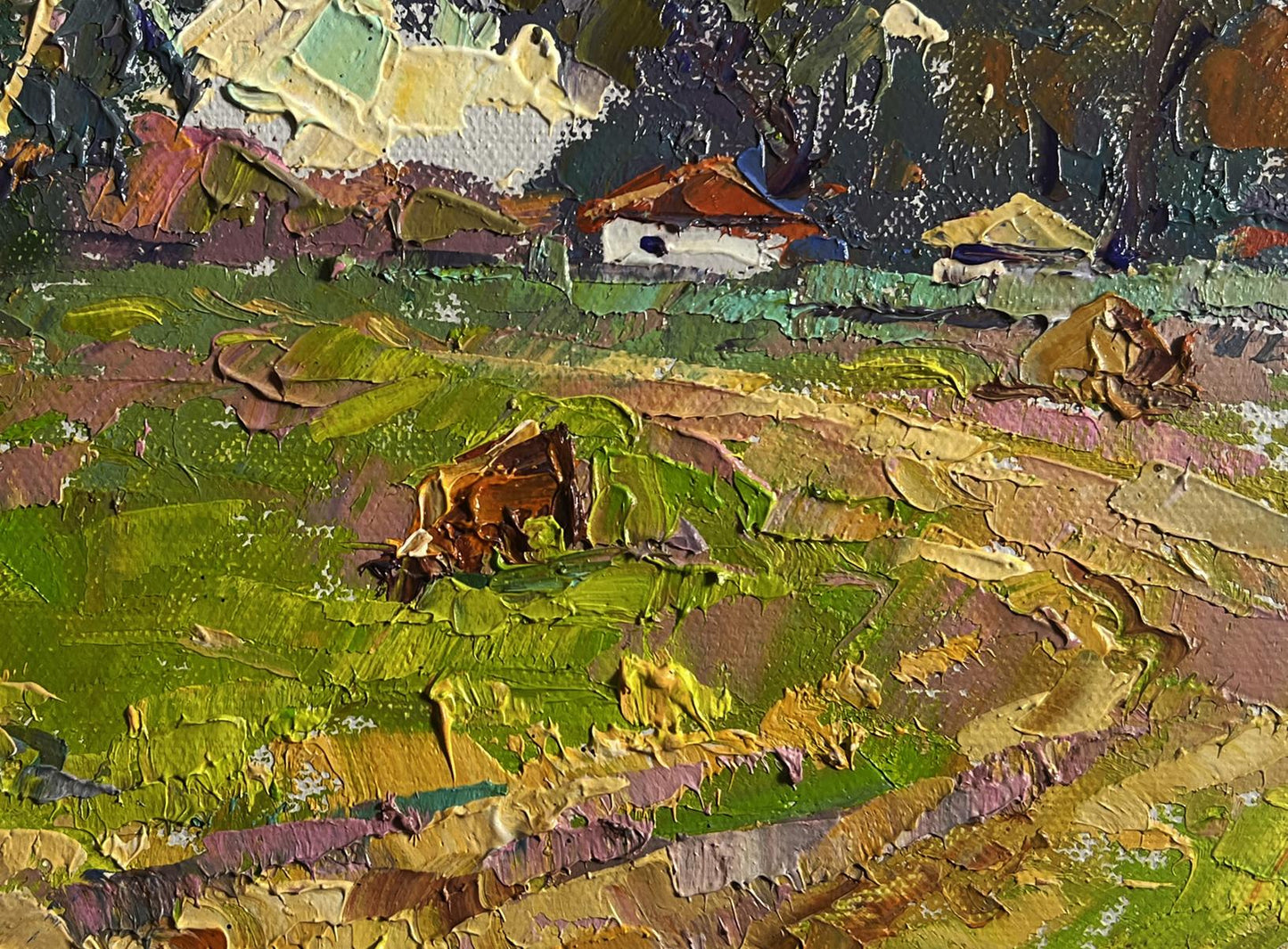 Oil painting The road leading to the village by Oksana Ivanyuk pastoral scene