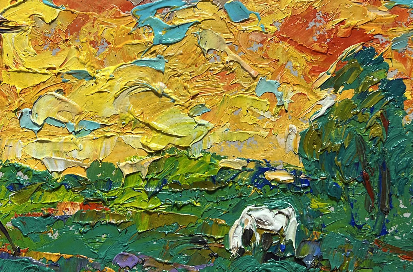 Oil painting Watch the bright sunset by Oleksiy Ivanyuk with textured strokes