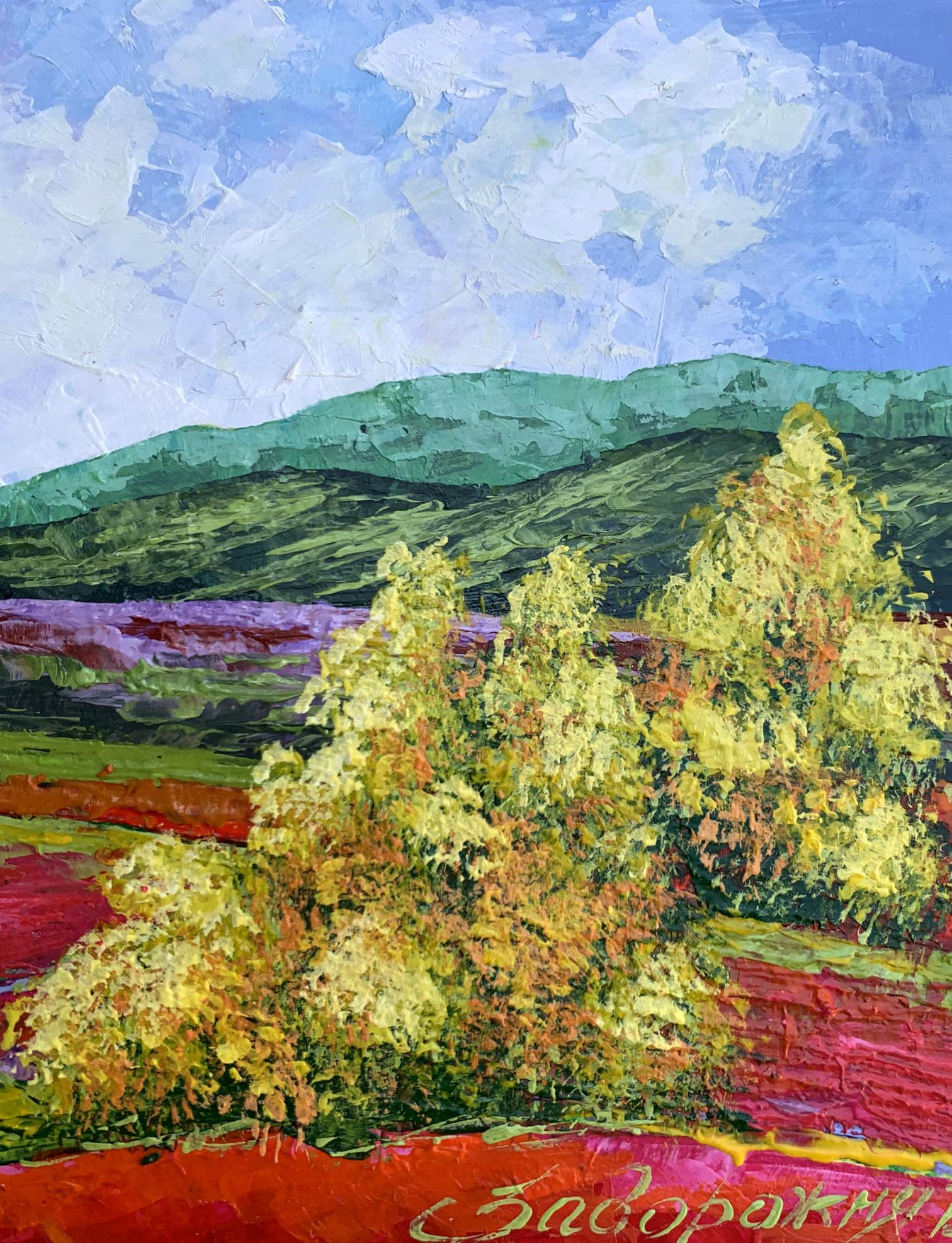 Vibrant impressionist oil painting Walk in the Mountains by V. Zadorozhnya