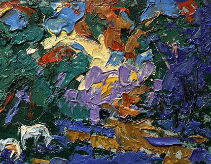 Vibrant impasto oil painting In a forest clearing by Oleksiy Ivanyuk