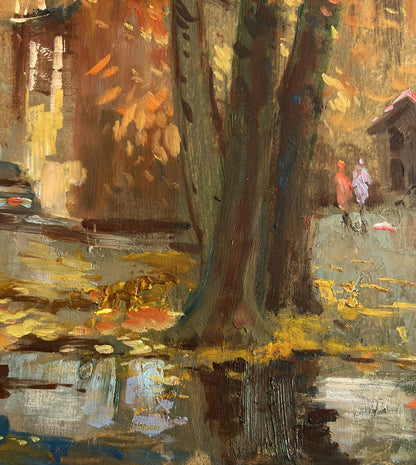 Oil painting of autumn streets tree by Yuriy Suprunchuk