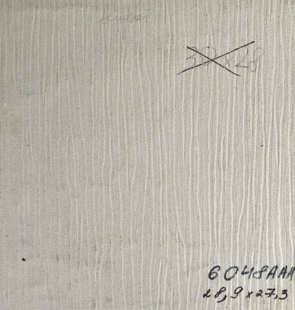 Back of Alexander Litvinov oil painting on light gray ridged fabric