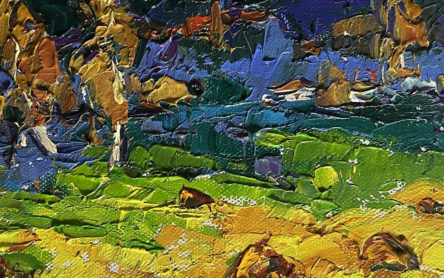 Vibrant impressionist Autumn night rain oil painting by Oleksiy Ivanyuk